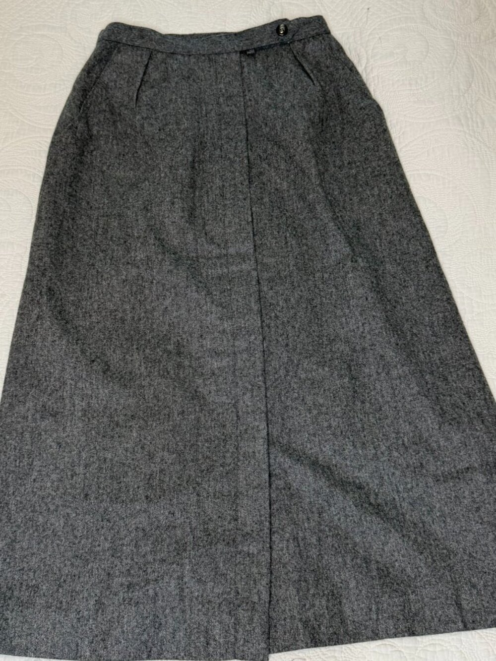 Vintage Evan-Picone Wool A-Line Midi Skirt Gray Sz 10 Union Made USA Lined